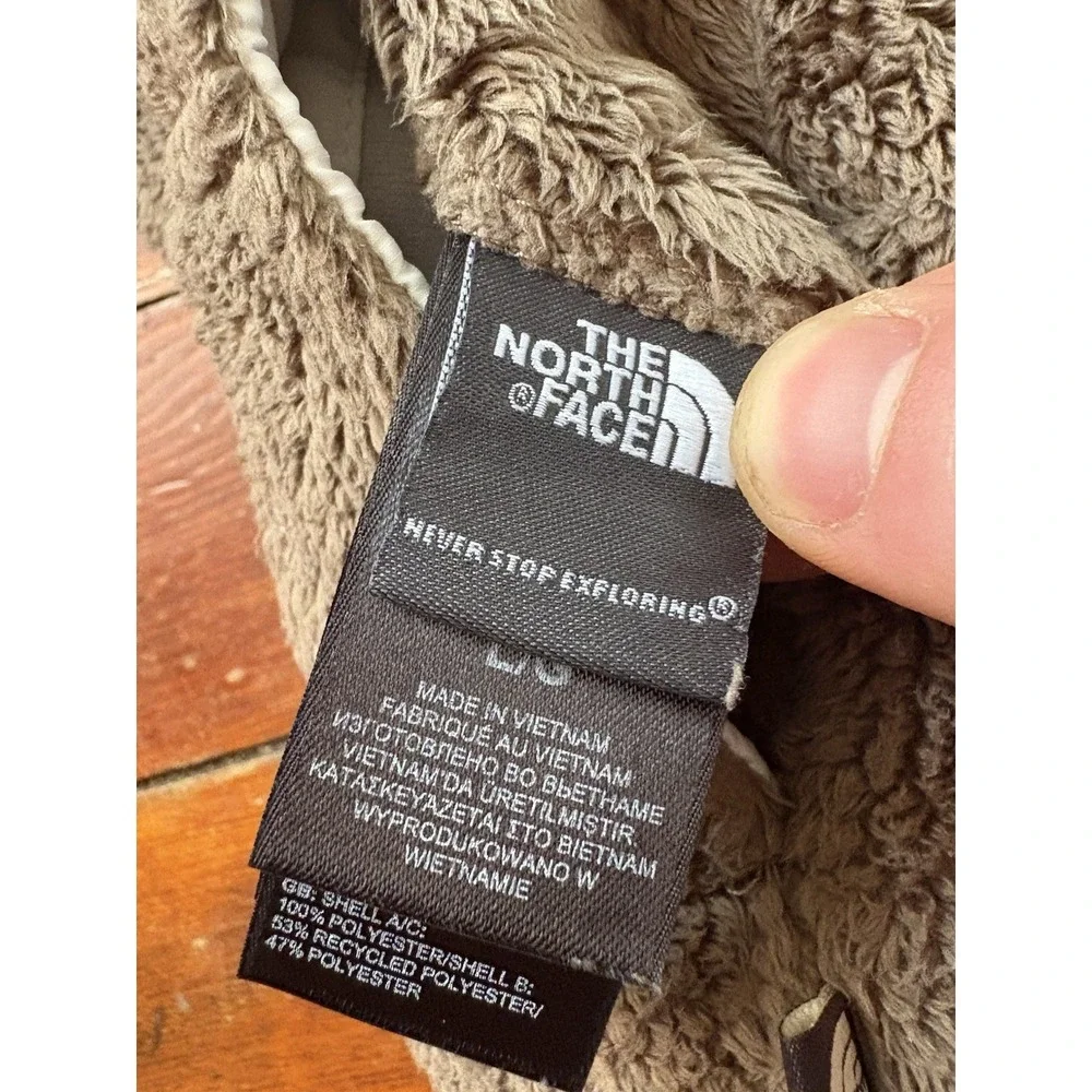North Face Vest Womens Large Reversible Beige Brown Full Zip Puffer Soft